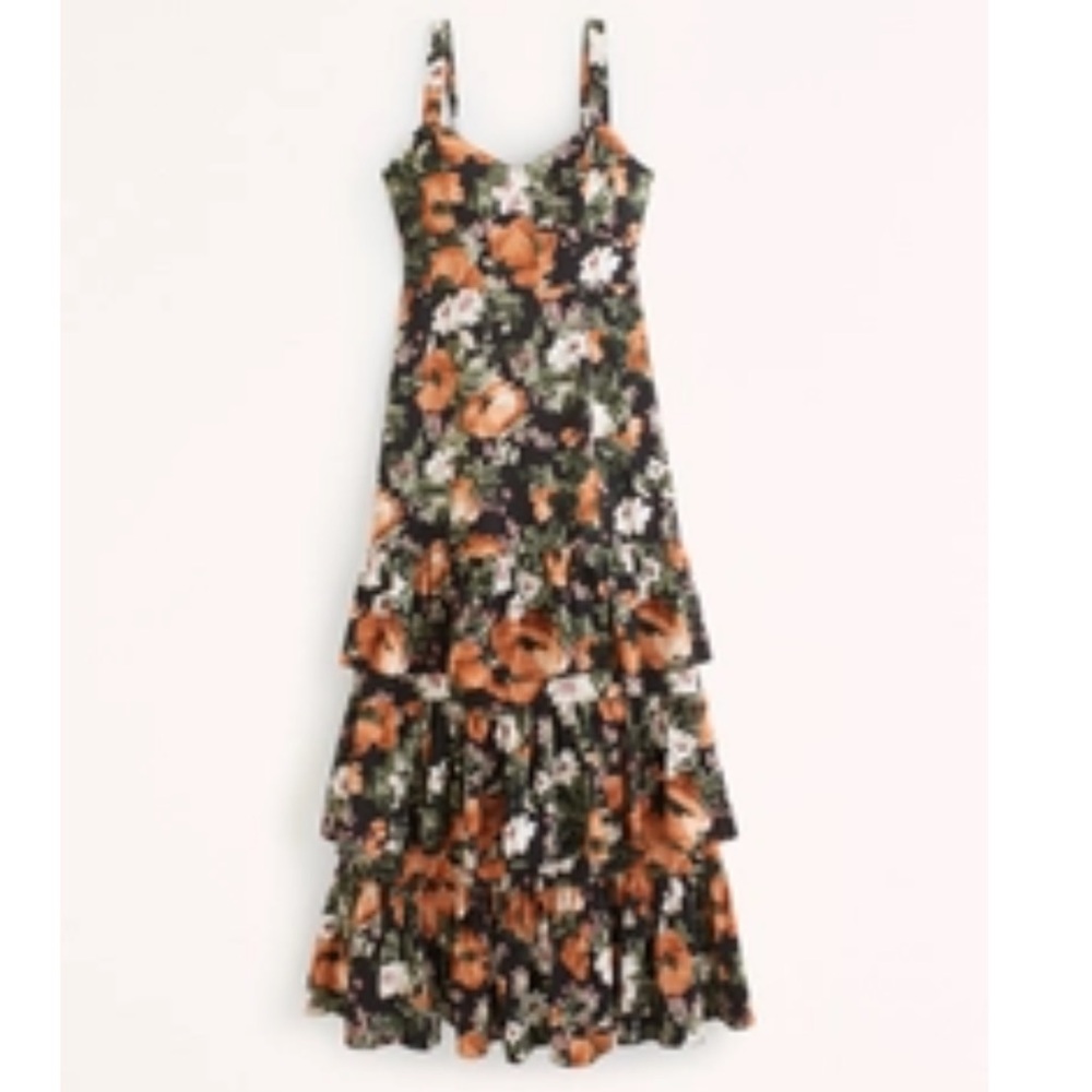 Abercrombie Ruffle Tiered Maxi Dress - Black Floral - Picture 4 of 10